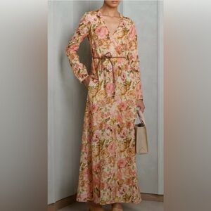 Zimmermann Floral Pink and Brown Maxi Dress USA size 6